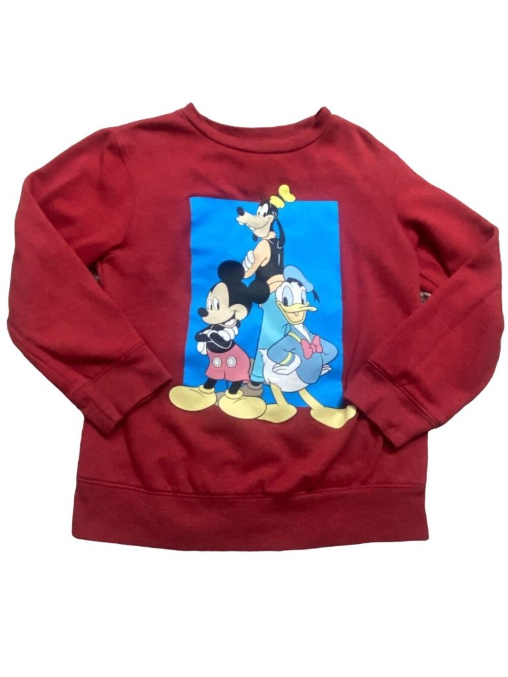Disney Mickey Mouse And Friends Kids Crew Neck Sweatshirt-Red-Size Small-GUC